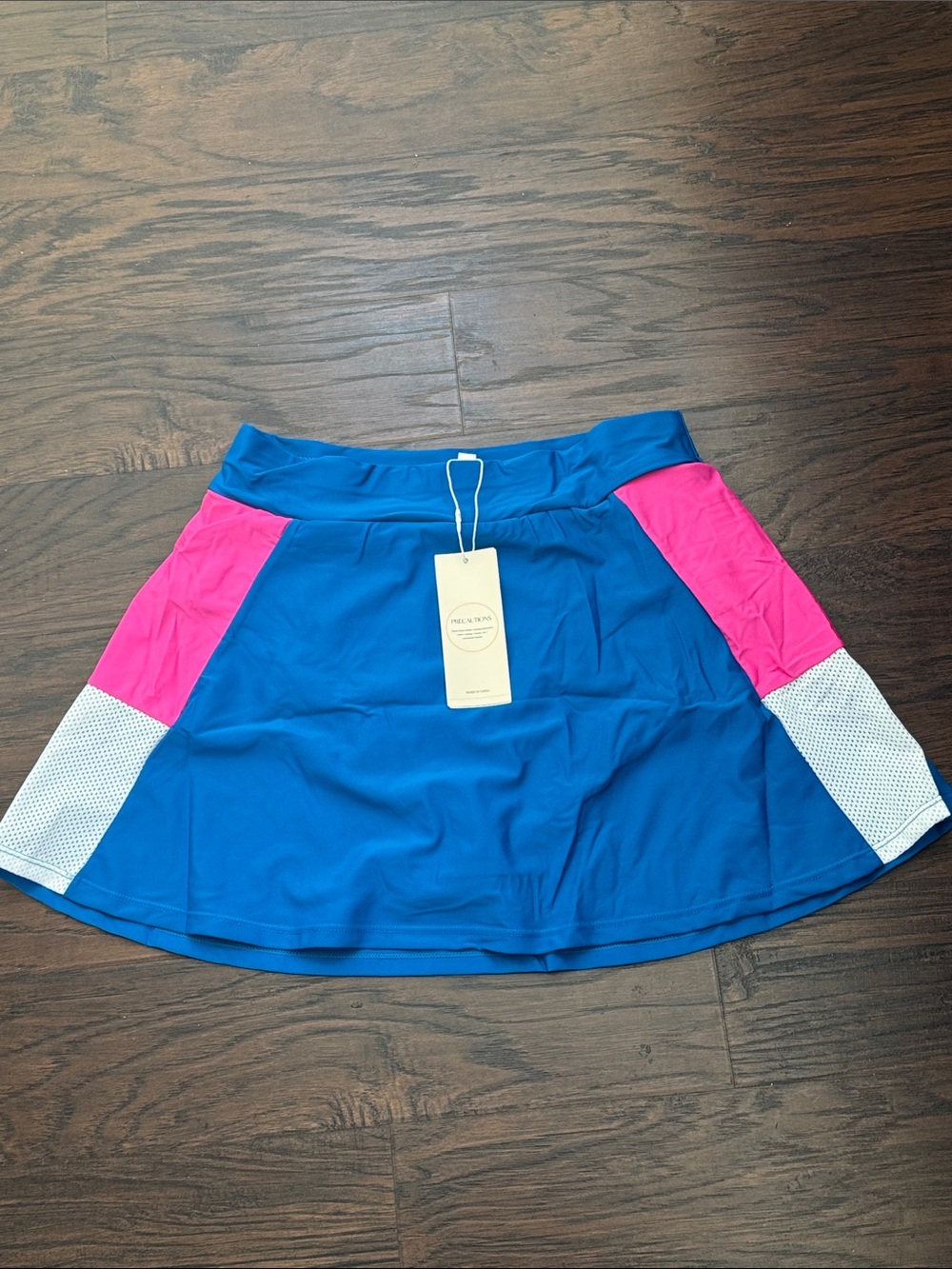 Performance Circle Skirt in Blue and Pink with White Accents